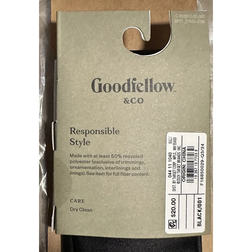 Men's Black Neck Tie -Goodfellow & Co Silky Satin Look Basic 56